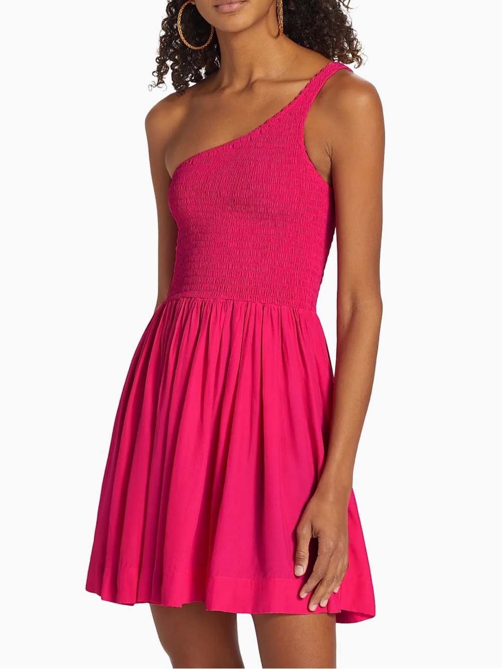 S/W/F Artista Asymmetric Smocked Minidress Pink Size XS